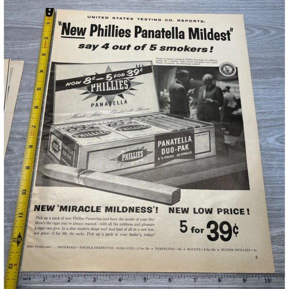 Vintage 1958 Print Ad Phillies Panatella Cigars Miracle Mildness Smoking - Picture 5 of 5